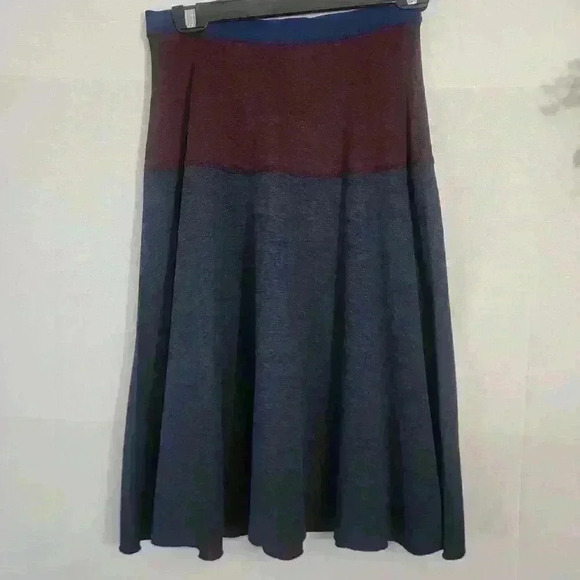 Three Dots Women's Skirt Black Red Colorblock A Line Swing Size XS - Picture 2 of 8